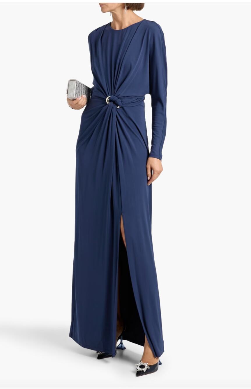 Simkhai Maisie Long Sleeve Dress Cocktail Gown Midnight Blue Stretch Size 12 New